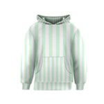 Vertical Stripes - White and Pastel Green Kid s Pullover Hoodie