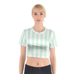 Vertical Stripes - White and Pastel Green Cotton Crop Top