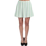 Vertical Stripes - White and Pastel Green Skater Skirt