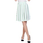 Vertical Stripes - White and Pastel Green A-Line Skirt