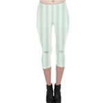 Vertical Stripes - White and Pastel Green Capri Leggings