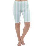 Vertical Stripes - White and Pastel Green Cropped Leggings