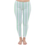 Vertical Stripes - White and Pastel Green Winter Leggings