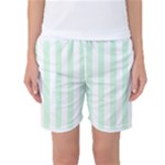 Vertical Stripes - White and Pastel Green Women s Basketball Shorts