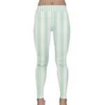 Vertical Stripes - White and Pastel Green Yoga Leggings