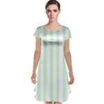 Vertical Stripes - White and Pastel Green Cap Sleeve Nightdress