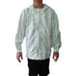 Vertical Stripes - White and Pastel Green Hooded Wind Breaker (Kids)