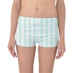 Vertical Stripes - White and Pastel Green Boyleg Bikini Bottoms