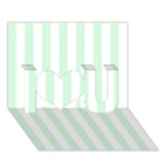 Vertical Stripes - White and Pastel Green I Love You 3D Greeting Card (7x5)