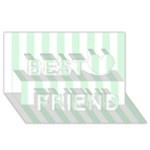 Vertical Stripes - White and Pastel Green Best Friends 3D Greeting Card (8x4)