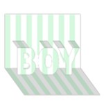 Vertical Stripes - White and Pastel Green BOY 3D Greeting Card (7x5)