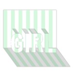 Vertical Stripes - White and Pastel Green GIRL 3D Greeting Card (7x5)