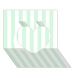 Vertical Stripes - White and Pastel Green Heart 3D Greeting Card (7x5)