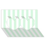 Vertical Stripes - White and Pastel Green Twin Hearts 3D Greeting Card (8x4)