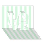 Vertical Stripes - White and Pastel Green LOVE 3D Greeting Card (7x5)