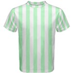 Vertical Stripes - White and Mint Green Men s Cotton Tee