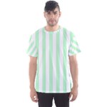 Vertical Stripes - White and Mint Green Men s Sport Mesh Tee