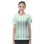 Vertical Stripes - White and Mint Green Women s Sport Mesh Tee