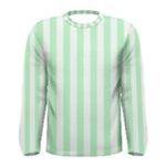 Vertical Stripes - White and Mint Green Men s Long Sleeve T-shirt