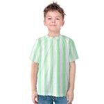 Vertical Stripes - White and Mint Green Kid s Cotton Tee