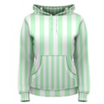 Vertical Stripes - White and Mint Green Women s Pullover Hoodie