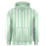 Vertical Stripes - White and Mint Green Men s Zipper Hoodie