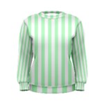 Vertical Stripes - White and Mint Green Women s Sweatshirt