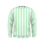 Vertical Stripes - White and Mint Green Kid s Sweatshirt