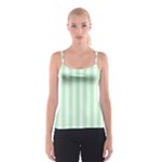 Vertical Stripes - White and Mint Green Spaghetti Strap Top