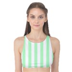 Vertical Stripes - White and Mint Green Tank Bikini Top