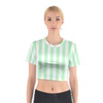 Vertical Stripes - White and Mint Green Cotton Crop Top