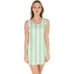 Vertical Stripes - White and Mint Green Bodycon Dress