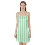 Vertical Stripes - White and Mint Green Satin Night Slip