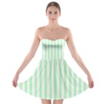 Vertical Stripes - White and Mint Green Strapless Bra Top Dress