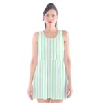 Vertical Stripes - White and Mint Green Scoop Neck Skater Dress