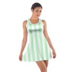 Vertical Stripes - White and Mint Green Cotton Racerback Dress