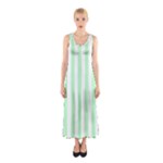 Vertical Stripes - White and Mint Green Full Print Maxi Dress