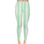 Vertical Stripes - White and Mint Green Women s Leggings