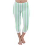 Vertical Stripes - White and Mint Green Capri Winter Leggings