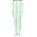 Vertical Stripes - White and Mint Green Women s Tights