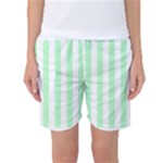 Vertical Stripes - White and Mint Green Women s Basketball Shorts