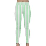 Vertical Stripes - White and Mint Green Yoga Leggings