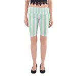 Vertical Stripes - White and Mint Green Yoga Cropped Leggings