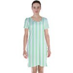 Vertical Stripes - White and Mint Green Short Sleeve Nightdress