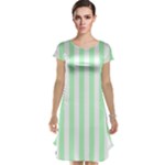 Vertical Stripes - White and Mint Green Cap Sleeve Nightdress