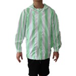 Vertical Stripes - White and Mint Green Hooded Wind Breaker (Kids)