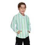 Vertical Stripes - White and Mint Green Wind Breaker (Kids)