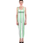 Vertical Stripes - White and Mint Green OnePiece Catsuit