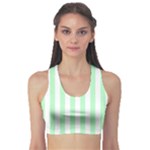 Vertical Stripes - White and Mint Green Women s Sports Bra