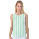 Vertical Stripes - White and Mint Green Women s Basketball Tank Top